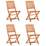 Καρέκλες εξωτερικού χώρου πτυσσόμενες σετ 4 τεμαχίων από μασίφ ξύλο ευκαλύπτου
