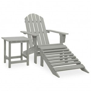 Καρέκλα κήπου adirondack γκρι με υποπόδιο & τραπέζι ξύλο ελάτης