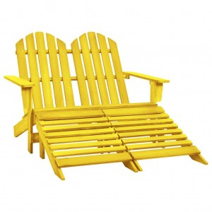  Καρέκλα Κήπου Adirondack Διθέσια Κίτρινη Ξύλο Ελάτης & Υποπόδιο