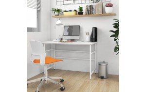 Γραφείο υπολογιστή λευκό 105 x 55 x 72 εκ. Από mdf και μέταλλο