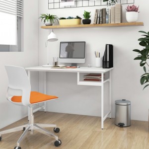 Γραφείο υπολογιστή λευκό 105 x 55 x 72 εκ. Από mdf και μέταλλο