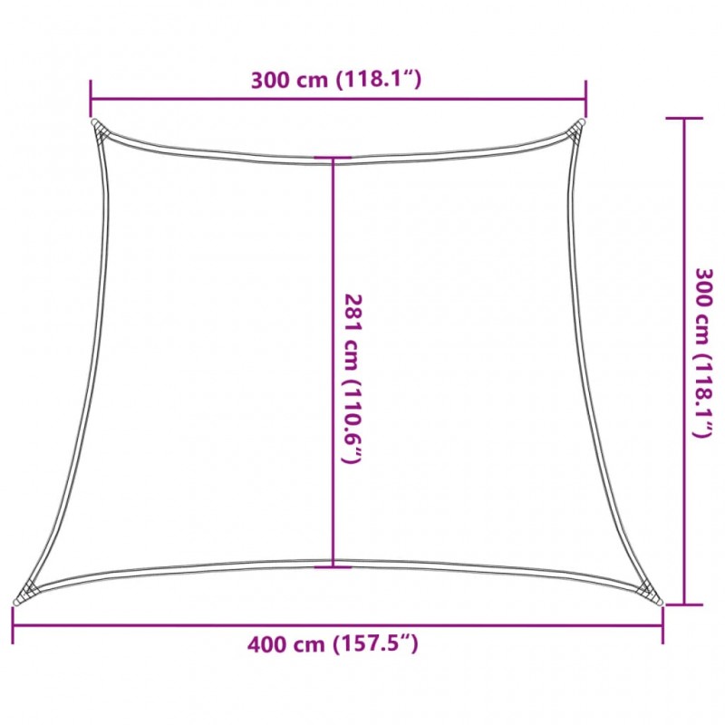 Πανί Σκίασης Κρεμ 3 x 4 x 3 μ. από HDPE 160 γρ./μ²