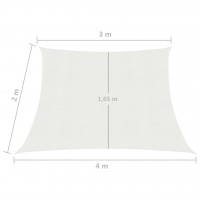 Πανί Σκίασης Λευκό 3 x 4 x 2 μ. από HDPE 160 γρ./μ²