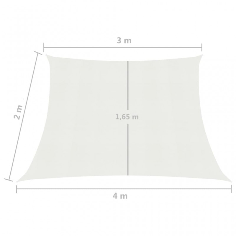 Πανί Σκίασης Λευκό 3 x 4 x 2 μ. από HDPE 160 γρ./μ²