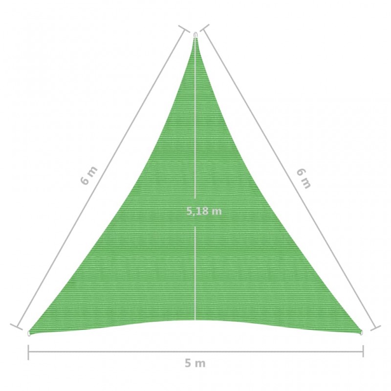Πανί Σκίασης Ανοιχτό Πράσινο 5 x 6 x 6 μ. από HDPE 160 γρ./μ²