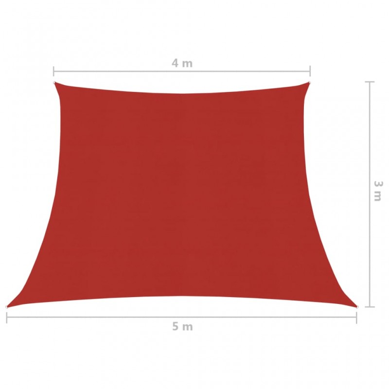 Πανί Σκίασης Κόκκινο 4 x 5 x 3 μ. από HDPE 160 γρ./μ²