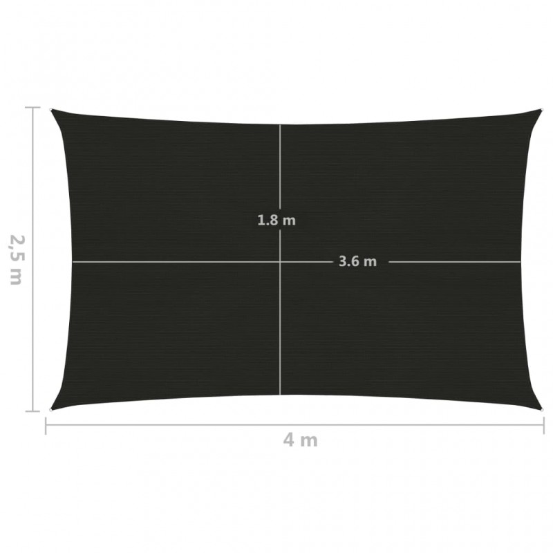 Πανί Σκίασης Μαύρο 2,5 x 4 μ. από HDPE 160 γρ./μ²