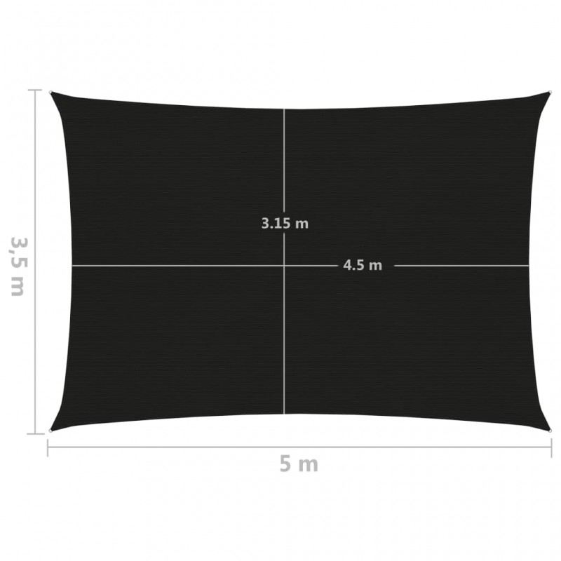 Πανί Σκίασης Μαύρο 3,5 x 5 μ. από HDPE 160 γρ./μ²