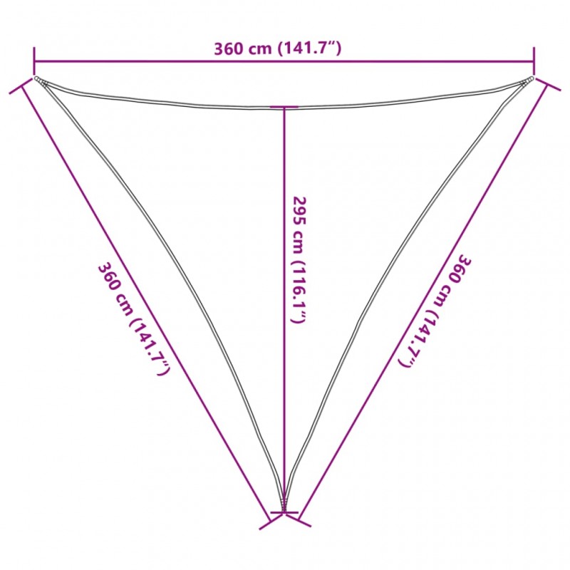 Πανί Σκίασης Μαύρο 3,6 x 3,6 x 3,6 μ. από HDPE 160 γρ./μ²
