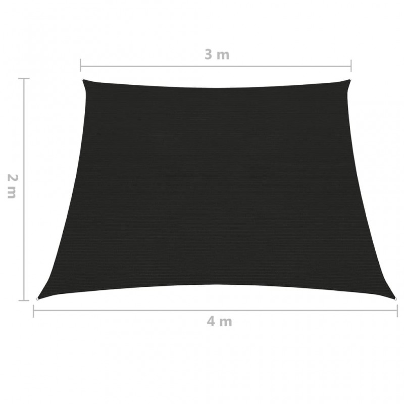 Πανί Σκίασης Μαύρο 3 x 4 x 2 μ. από HDPE 160 γρ./μ²