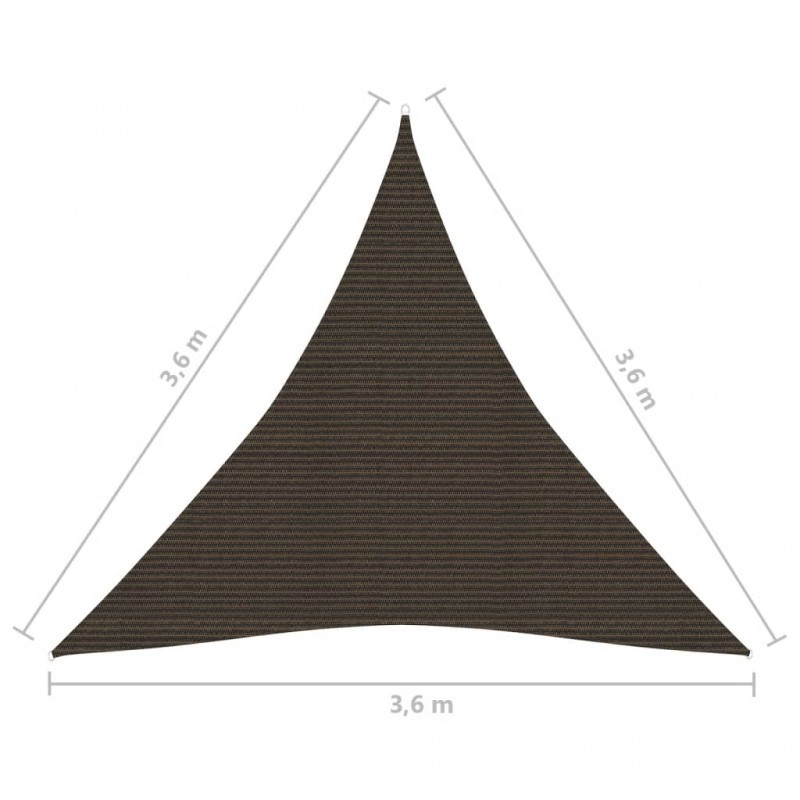 Πανί Σκίασης Καφέ 3,6 x 3,6 x 3,6 μ. από HDPE 160 γρ./μ²