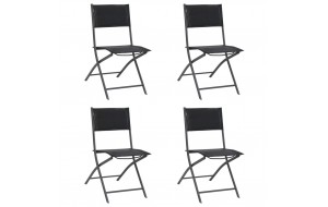 Καρέκλες Εξωτερικού Χώρου Πτυσσόμενες 4 τεμ. Ατσάλι/Textilene