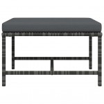 Υποπόδιο Τμηματικό Γκρι από Συνθετικό Ρατάν με Μαξιλάρι