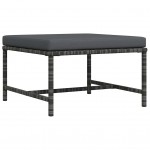 Υποπόδιο Τμηματικό Γκρι από Συνθετικό Ρατάν με Μαξιλάρι