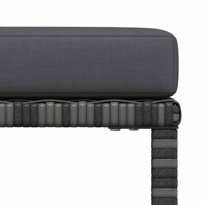 Υποπόδιο Τμηματικό Γκρι από Συνθετικό Ρατάν με Μαξιλάρι