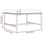 Υποπόδιο Τμηματικό Γκρι από Συνθετικό Ρατάν με Μαξιλάρι