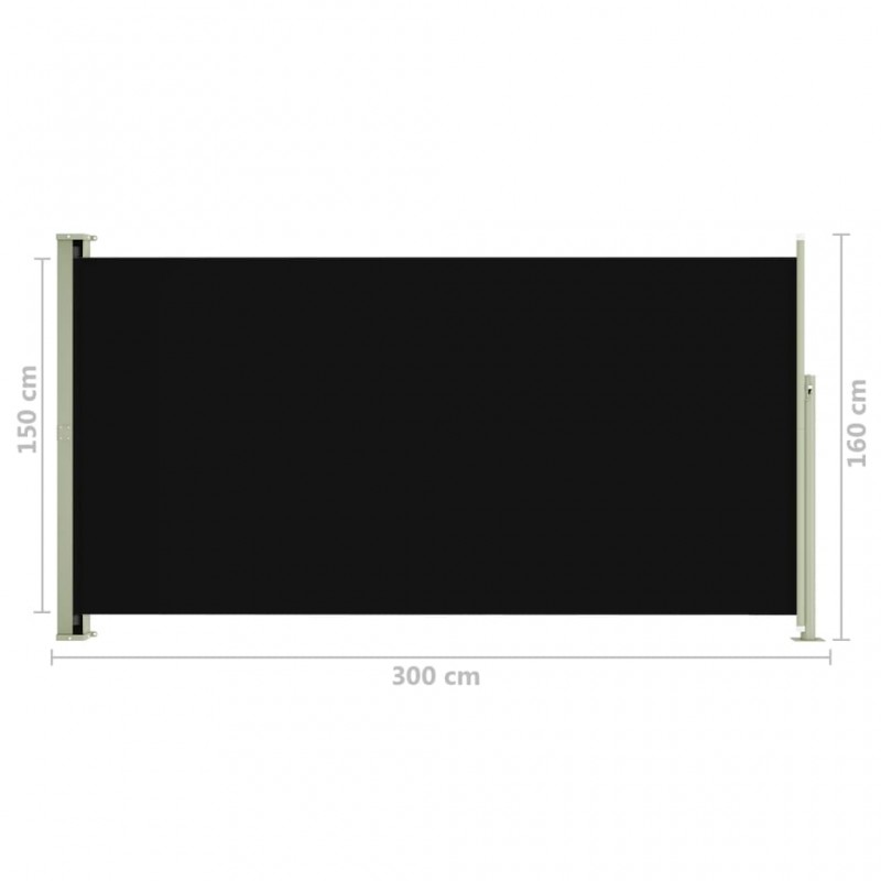 Σκίαστρο Πλαϊνό Συρόμενο Βεράντας Μαύρο 160 x 300 εκ.