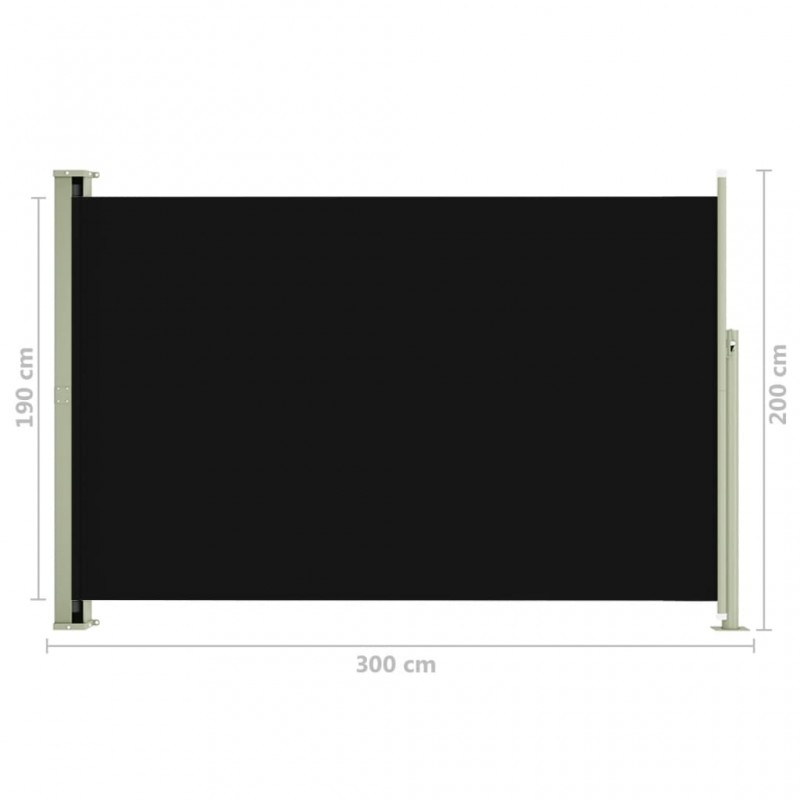 Σκίαστρο Πλαϊνό Συρόμενο Βεράντας Μαύρο 200 x 300 εκ.