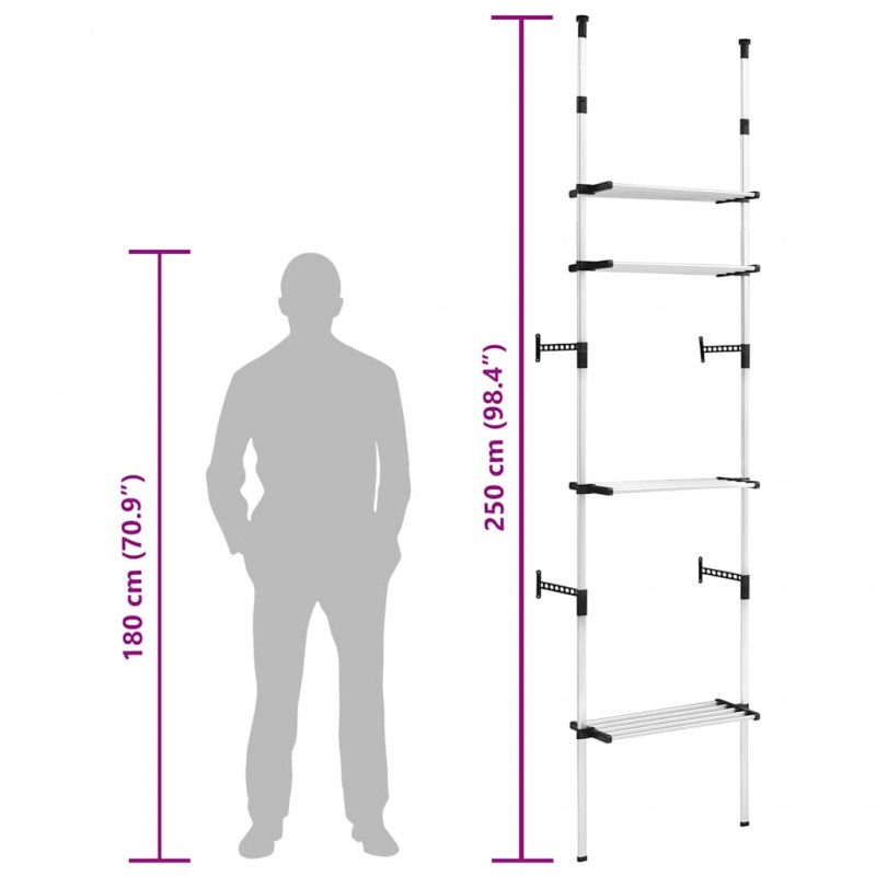 Σύστημα ανοιχτής ντουλάπας τηλεσκοπικό με ράφια αλουμινίου