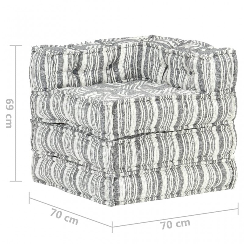 Κάθισμα πουφ αρθρωτό γκρι ριγέ υφασμάτινο 70x70x69 εκ