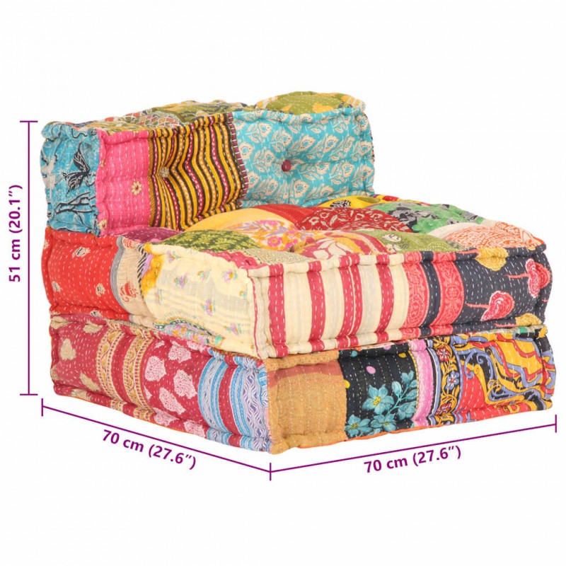 Κάθισμα πουφ αρθρωτό patchwork υφασμάτινο 57x67x51 εκ