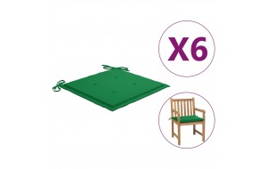 Μαξιλάρια Καρέκλας Κήπου 6 τεμ. Πράσινα 50x50x4 εκ. Υφασμάτινα