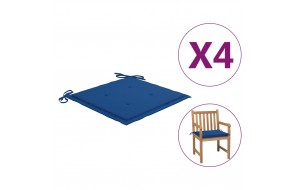 Μαξιλάρια Καρέκλας Κήπου 4 τεμ. Μπλε Ρουά 50x50x4εκ. Υφασμάτινα