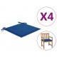 Μαξιλάρια Καρέκλας Κήπου 4 τεμ. Μπλε Ρουά 50x50x4εκ. Υφασμάτινα