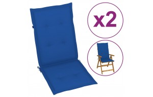 Μαξιλάρια καρέκλας κήπου με πλάτη σετ δύο τεμαχίων μπλε ρουά 50x120x4 εκ