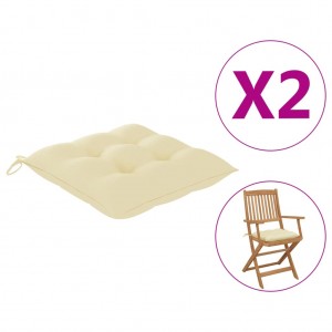 Μαξιλάρια καρέκλας σετ δύο τεμαχίων λευκό κρεμ υφασμάτινα 40x40x7 εκ