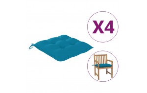 Μαξιλάρια καρέκλας σετ 4 τεμαχίων γαλάζια υφασμάτινα 40x40x7 εκ