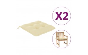 Μαξιλάρια καρέκλας σετ δύο τεμαχίων λευκό κρεμ υφασμάτινα 50x50x7 εκ