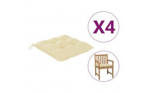 Μαξιλάρια Καρέκλας 4 τεμ. Λευκό Κρεμ 50 x 50 x 7 εκ. Υφασμάτινα