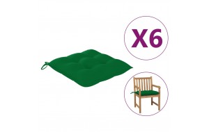 Μαξιλάρια καρέκλας σετ 6 τεμαχίων πράσινα υφασμάτινα 50x50x7 εκ