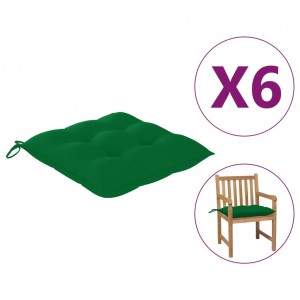 Μαξιλάρια καρέκλας σετ 6 τεμαχίων πράσινα υφασμάτινα 50x50x7 εκ