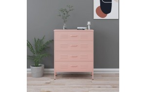 Συρταριέρα ροζ από ατσάλι 80x35x101,5 εκ