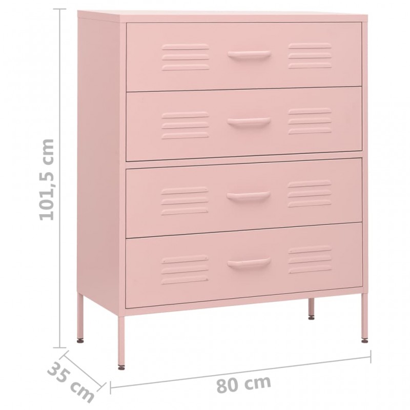 Συρταριέρα ροζ από ατσάλι 80x35x101,5 εκ