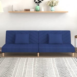 Καναπές Κρεβάτι Διθέσιος Μπλε Υφασμάτινος με Δύο Μαξιλάρια