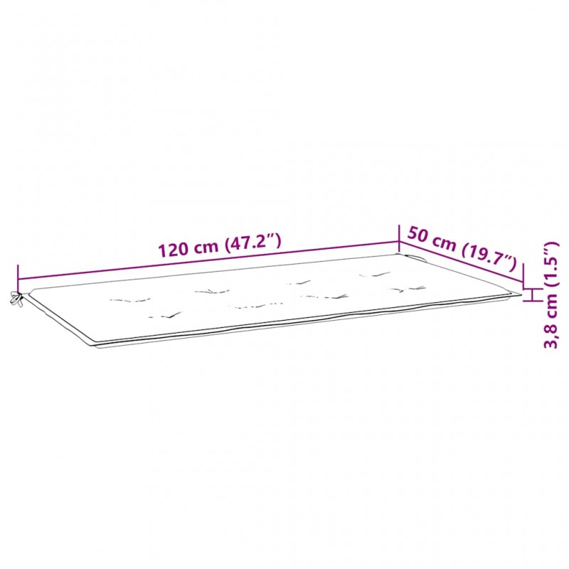 Μαξιλάρι για παγκάκι καναπέ Κήπου Γκρι 120 x 50 x 3 εκ.