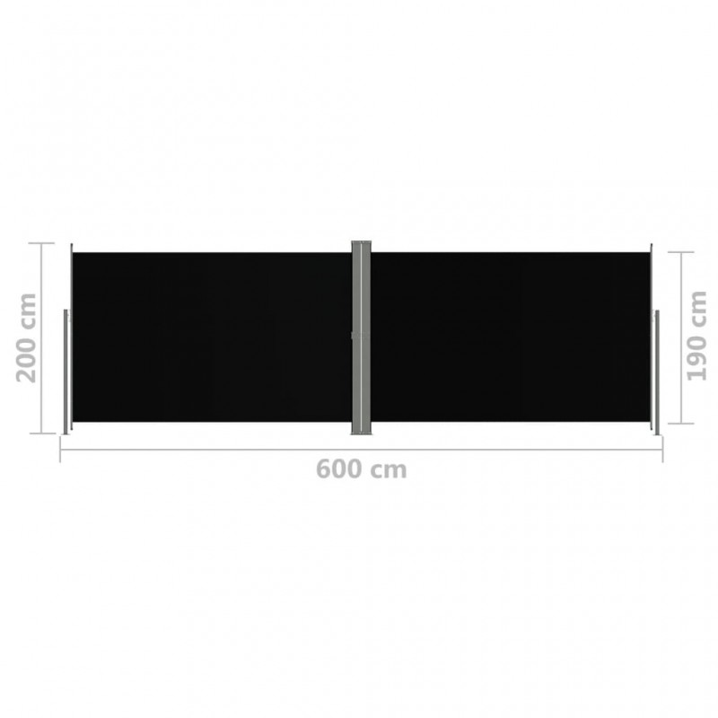 Σκίαστρο Πλαϊνό Συρόμενο Μαύρο 200 x 600 εκ.