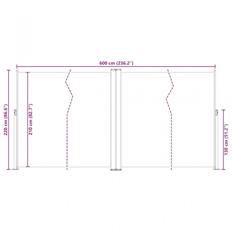 Σκίαστρο Πλαϊνό Συρόμενο Ανθρακί 220 x 600 εκ.