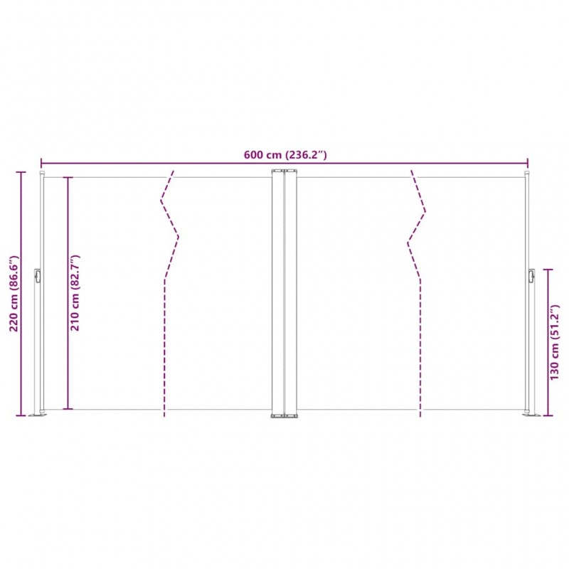 Σκίαστρο Πλαϊνό Συρόμενο Καφέ 220 x 600 εκ.