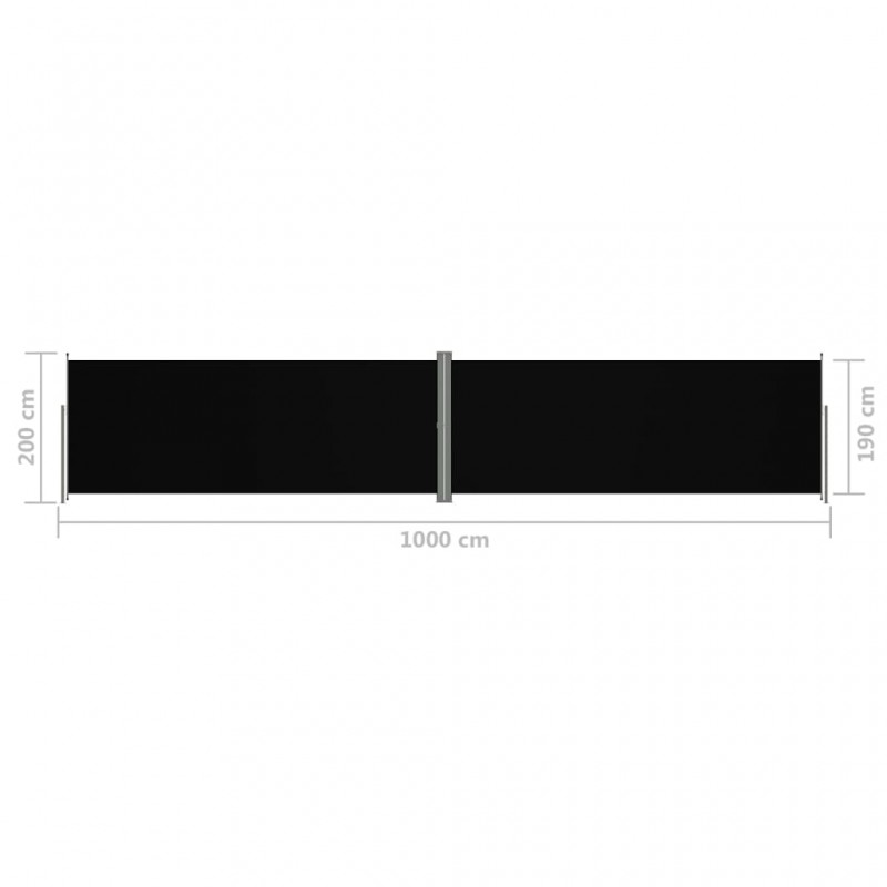 Σκίαστρο Πλαϊνό Συρόμενο Μαύρο 200 x 1000 εκ.