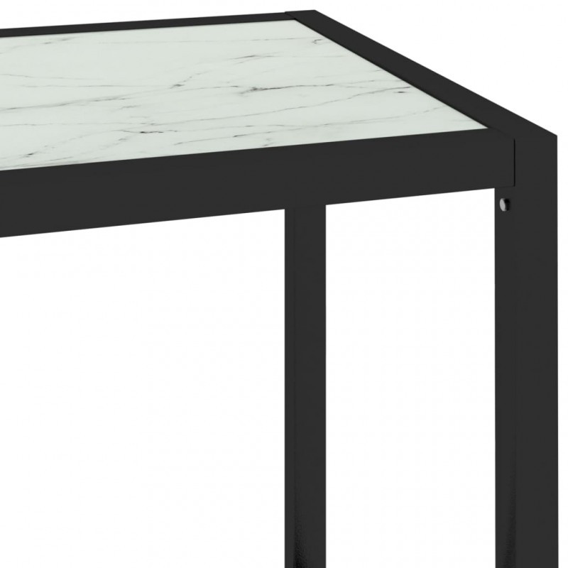 Τραπέζι Κονσόλα Λευκό Όψη Μαρμ/Διαφανές 100x36x168εκ Ψημ. Γυαλί