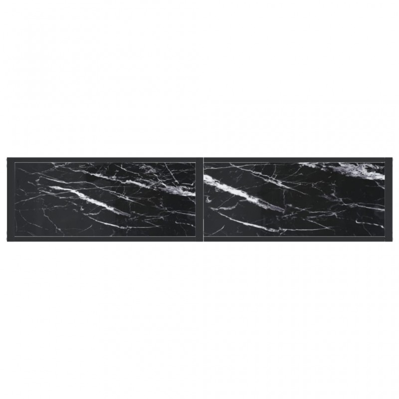 Τραπέζι Κονσόλα Μαύρο Όψη Μαρμάρου 160x35x75,5 εκ. Ψημένο Γυαλί
