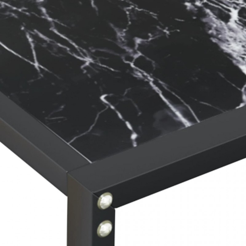 Τραπέζι Κονσόλα Μαύρο Όψη Μαρμάρου 160x35x75,5 εκ. Ψημένο Γυαλί