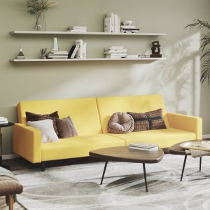 Καναπές Κρεβάτι Διθέσιος Κίτρινος Βελούδινος
