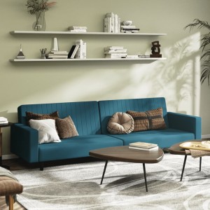 Καναπές Κρεβάτι Διθέσιος Μπλε Βελούδινος