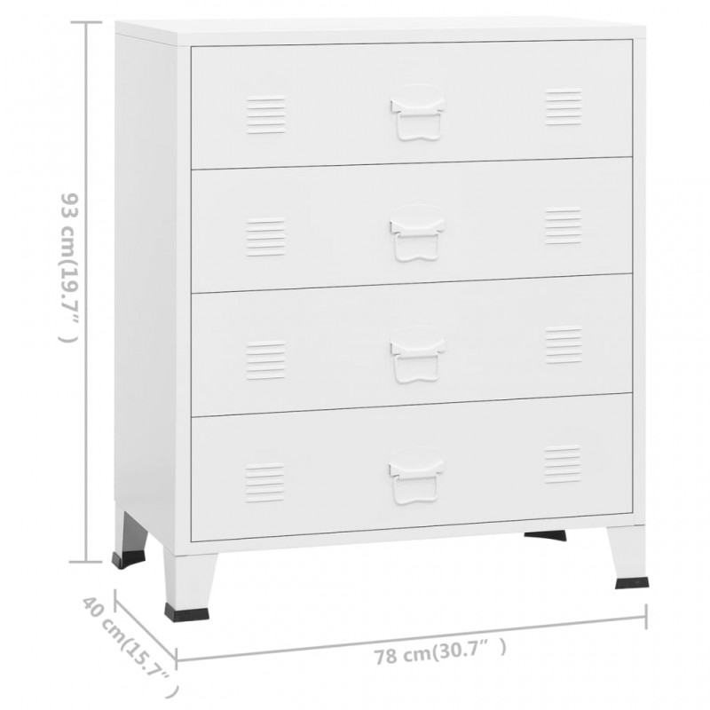 Συρταριέρα βιομηχανική λευκή από μέταλλο 78x40x93 εκ