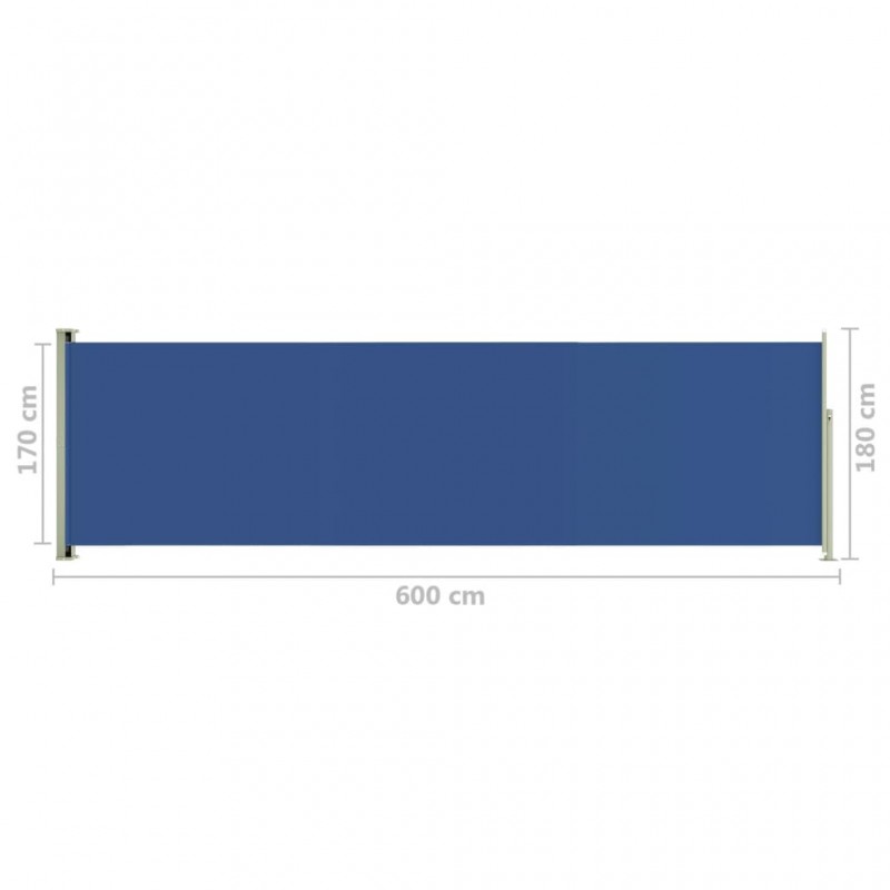 Σκίαστρο Πλαϊνό Συρόμενο Βεράντας Μπλε 180 x 600 εκ.